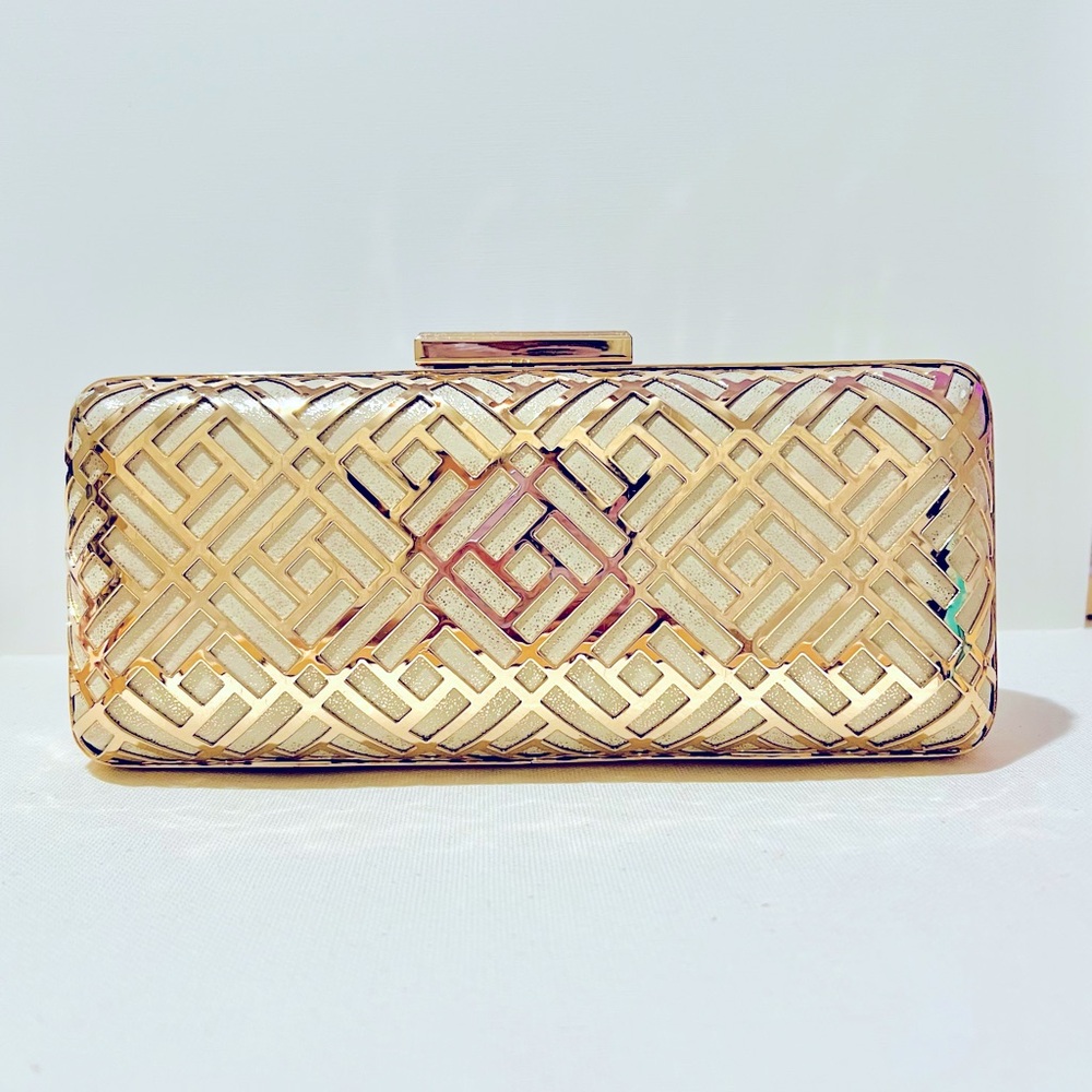 Inc Gold Metal Hardware Clutch